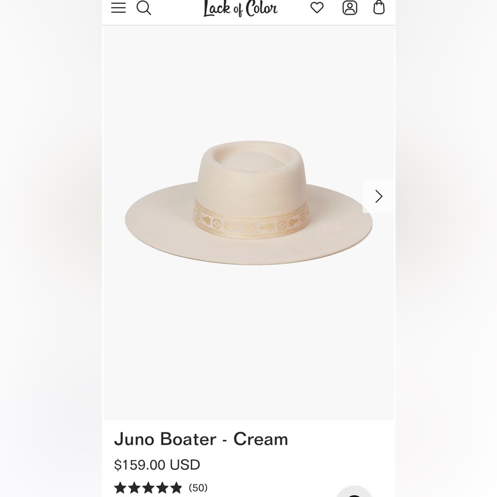 Lack of color Juno boater cream size medium
